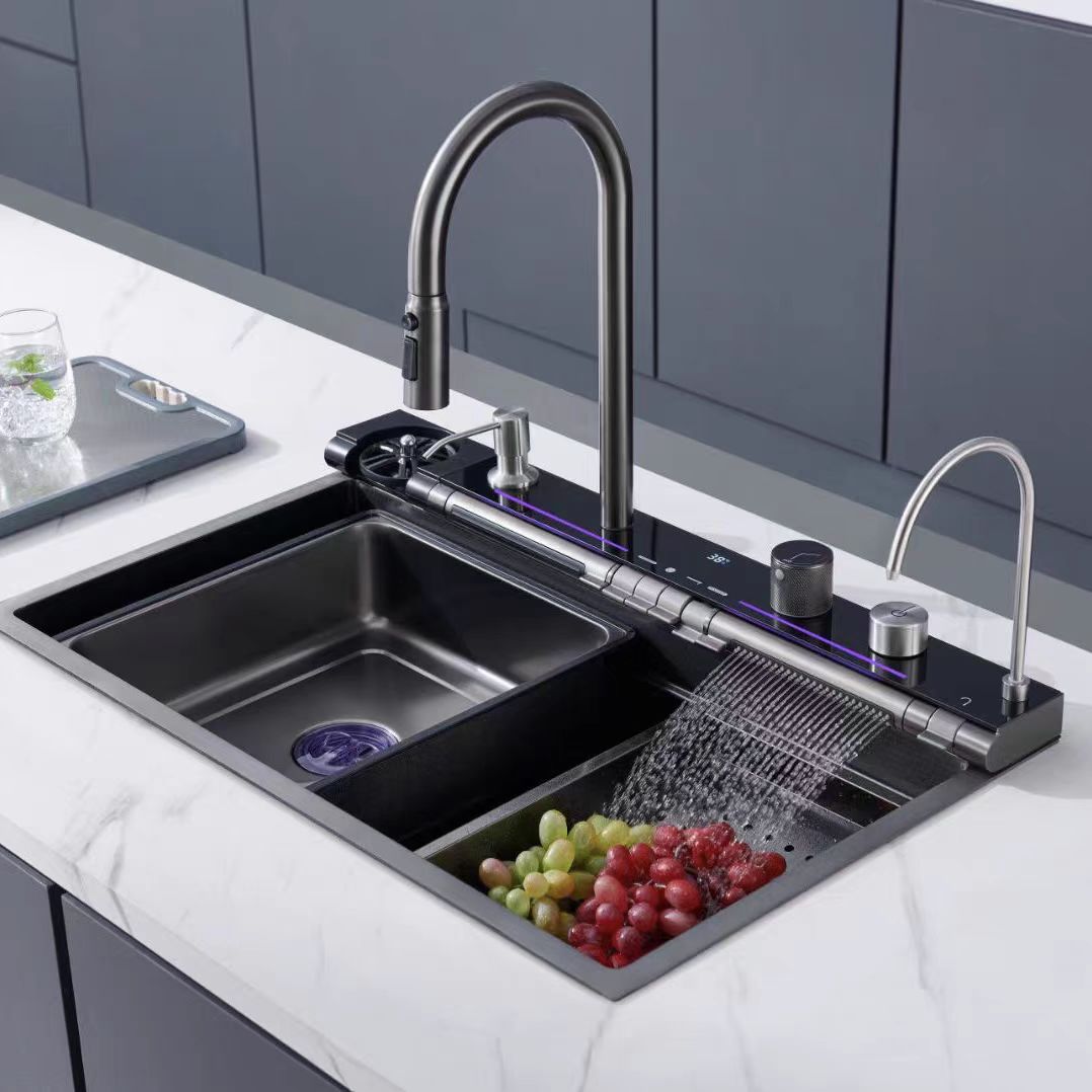 Digital Display Integrated Waterfall Pull-Out Faucet